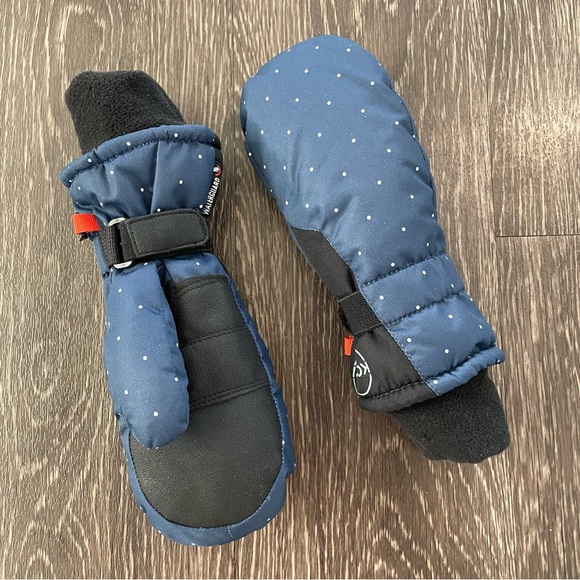 Kombi Junior Navy White Polka Dot Waterguard Snow Mittens M - Picture 1 of 13
